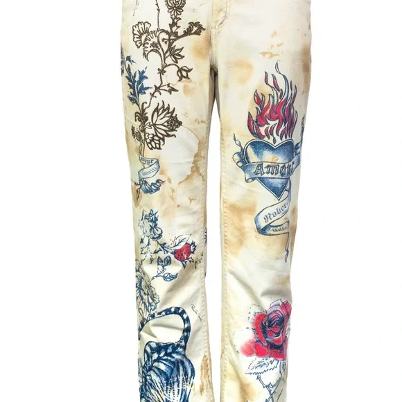 Roberto Cavalli | Jeans | Roberto Cavalli Cream Denim Pants  display picture 3